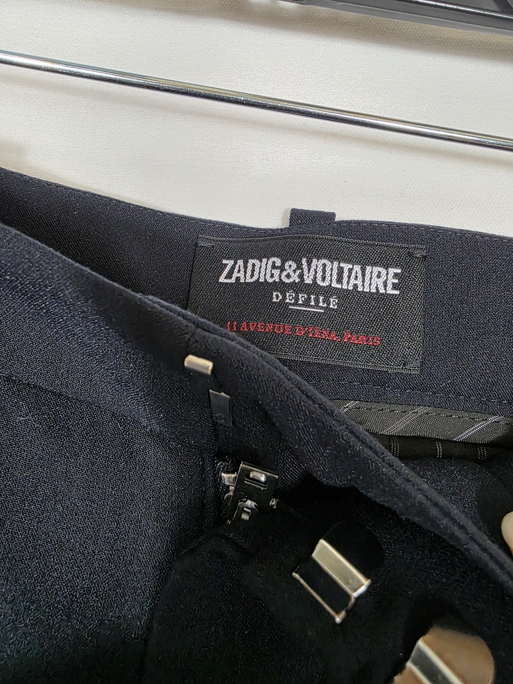 Zadig & Voltaire Panol Tailleur Strass Woven Wide-Leg Pants Rhinestones side det - Picture 7 of 14